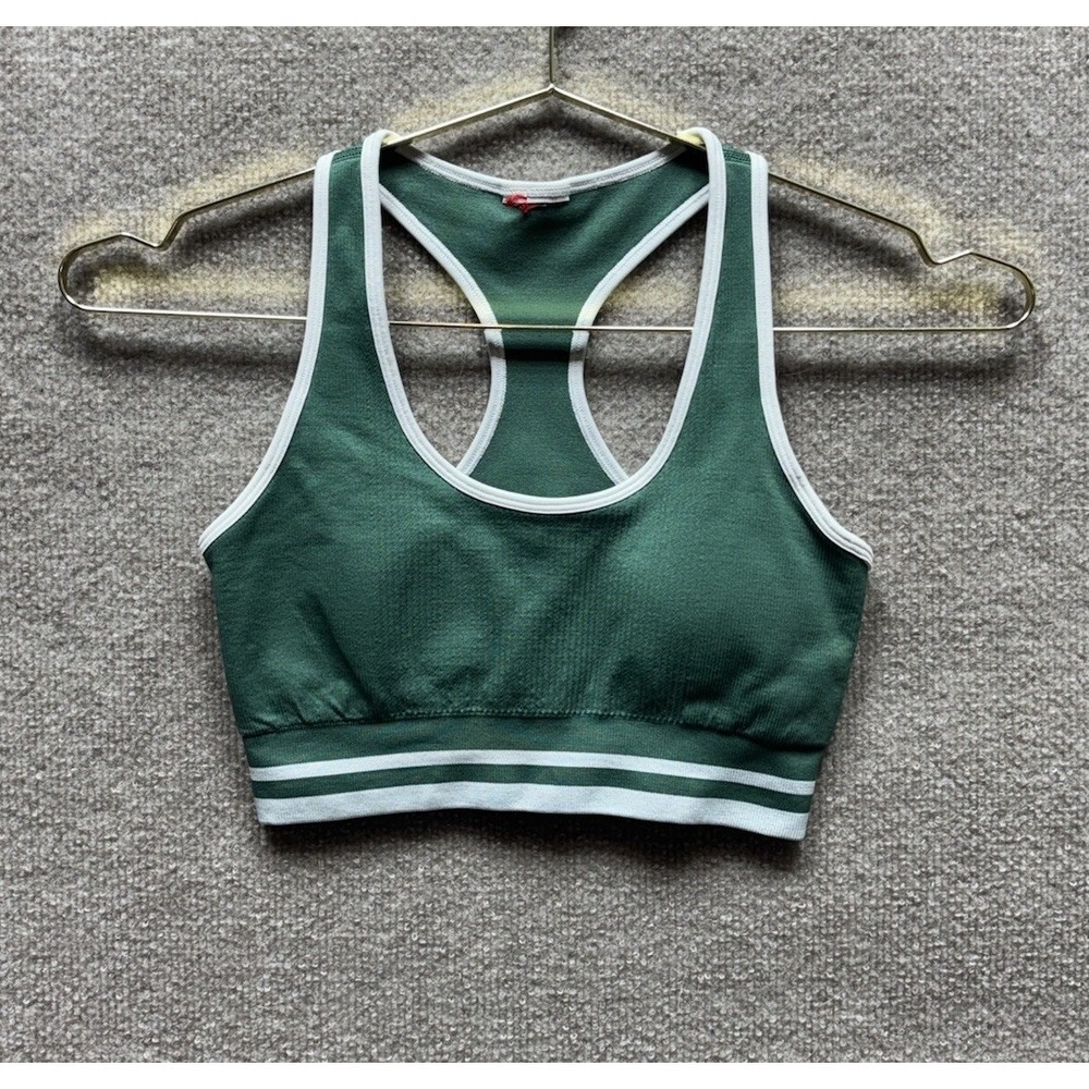 Wilson Ace Sports Bra Women Small Green Ribbed Train Run Gym Tennis Golf EUC